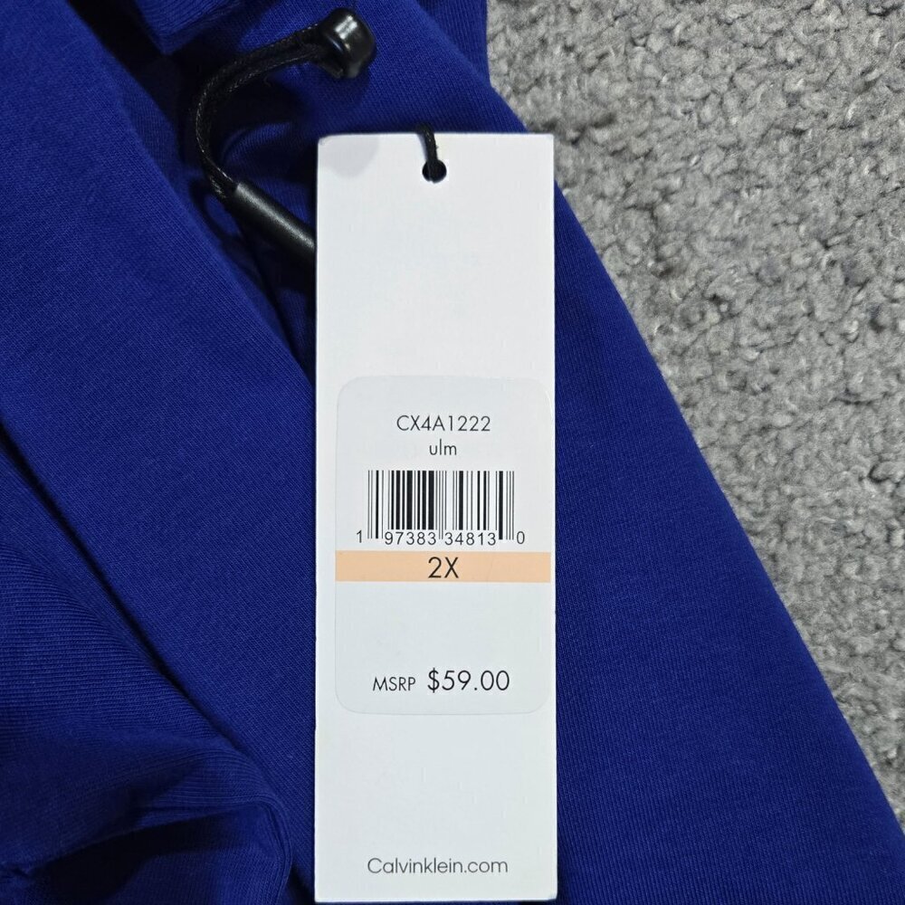 Calvin Klein NWT Blue Short Sleeve Shirt Dress CK Drawstring Comfy Stretch - Picture 8 of 9